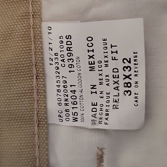 Dickies, Vtg, Men's Heavy-Duty Carpenter Pants, 38x32, Natural Canvas Khaki. - Picture 8 of 11